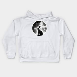 Lunar Rabbit , Black and White Kids Hoodie